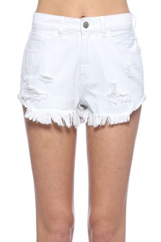 High Waisted Vintage Denim Shorts | White