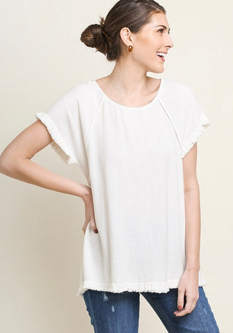 Uptown Chic Linen Top - Off White