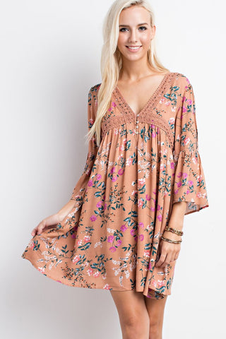 Weekend In The Hamptons Floral Print Dress | Mauve