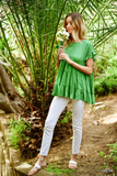 Gorgeous In Green Ruffle Sleeve Tiered Baby Doll Top
