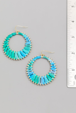 Raffia Hoop Drop Earrings - Turquoise