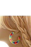 Threaded Open-Cut Hoop Earrings - Multi