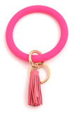 Key Ring Bangle Bracelet With Tassel - Multiple colors